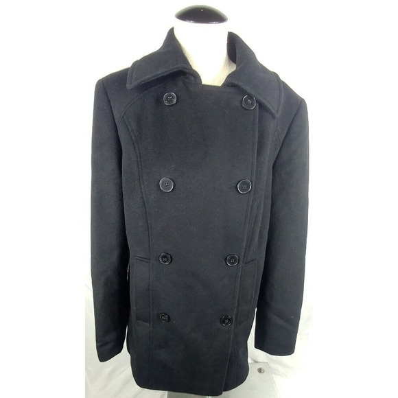 Calvin‎ Klein Womens Wool/Rayon Black Pea Coat Size 10  EUC - Picture 1 of 8